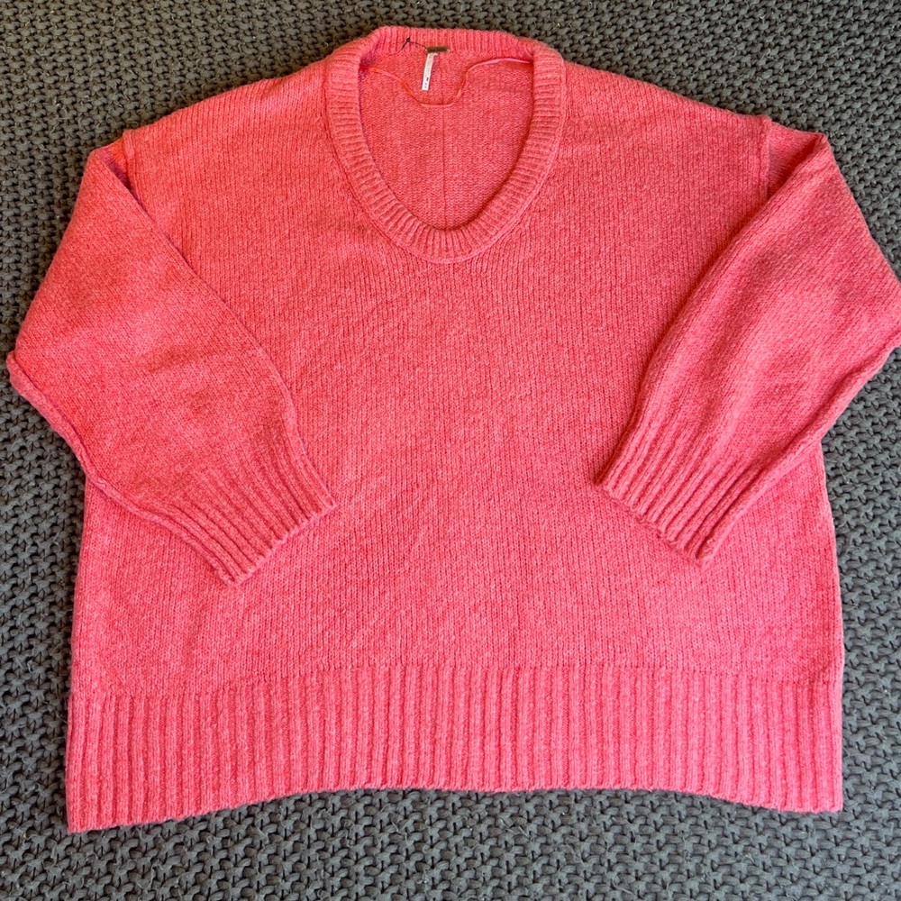 Free People Brookside Pink Oversized Tunic Sweater Women Size M